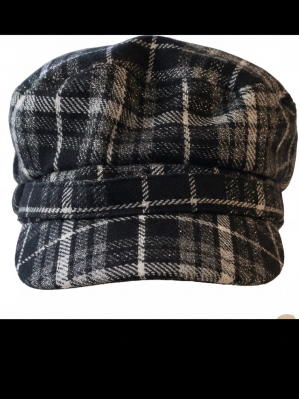 Y2k/ late 90's plaid cap with metallic silver threading